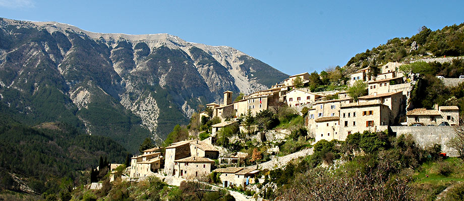 panorama of Brantes village and Mont-Ventoux,   Valley of Toulourenc,North of Vaucluse