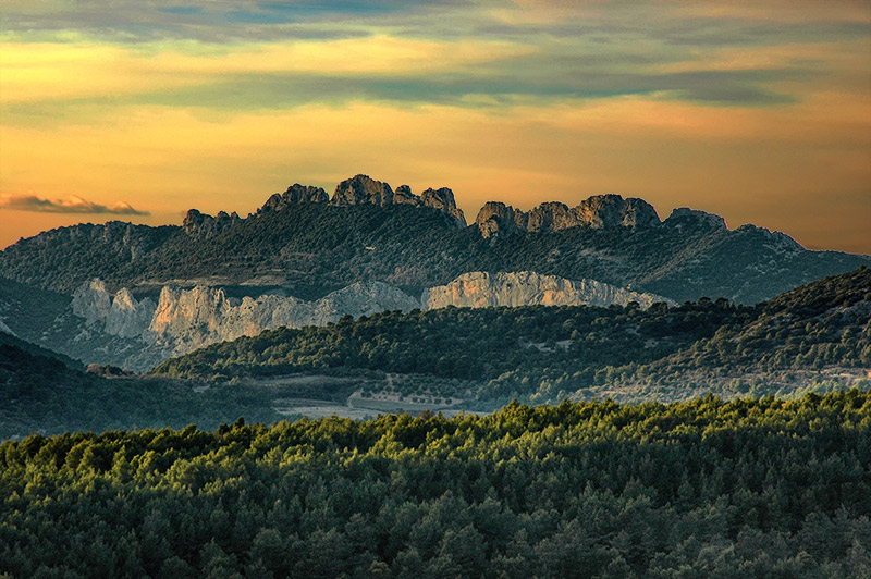 coucher de soleil sur les dentelles