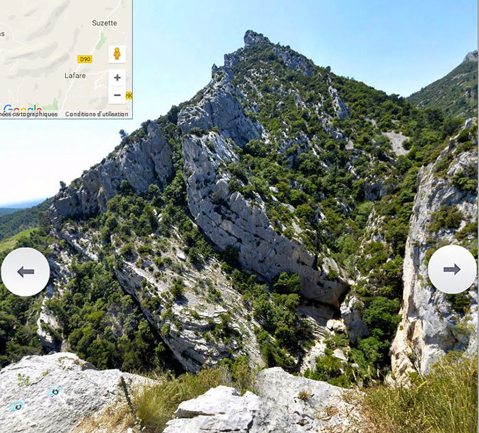 Cliquez pour voir la visite virtuelle des falaises d'escalade des dentelles de Montmirail à Lafare