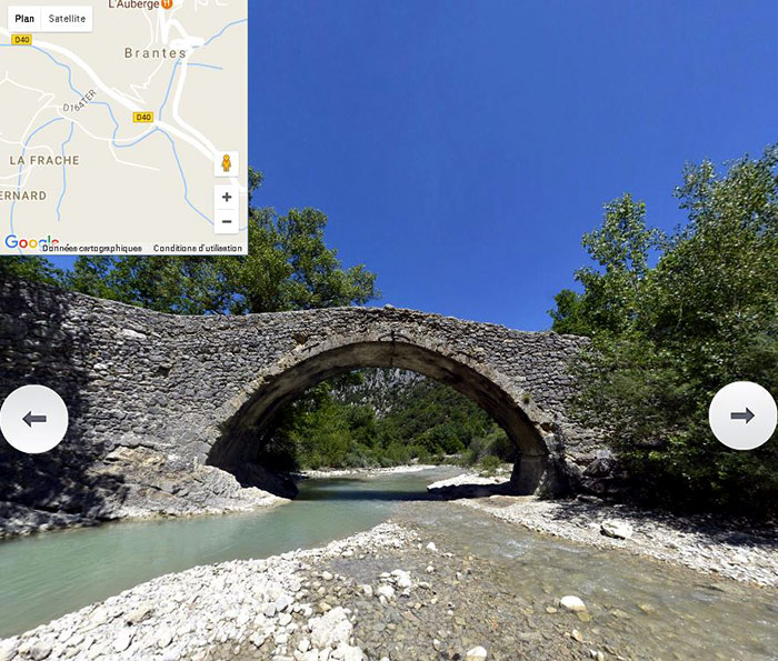 cliquez pour voir  la visite virtuelle  du Pont roman du Toulourenc  à Brantes